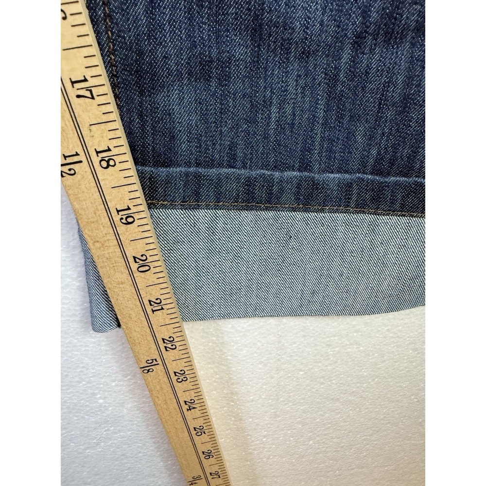 Merona Womens Crop Denim Capri Jeans 20W Blue Dark Wash Rolled Cuff Distressed - Picture 7 of 8